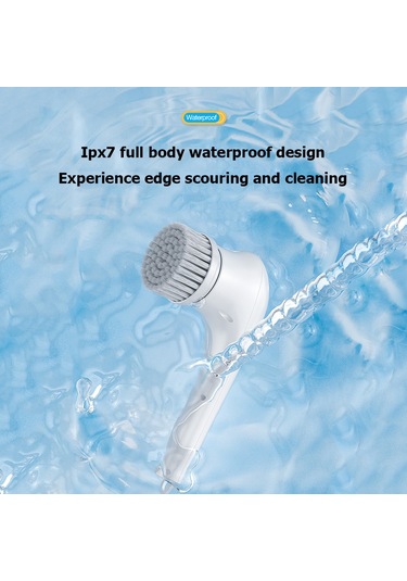 Sones Çok İşlevli Elektrikli Temizleme Fırçası El Tipi Mutfak Bulaşık Fırçası 5 Yedek Başlıklı Beyaz