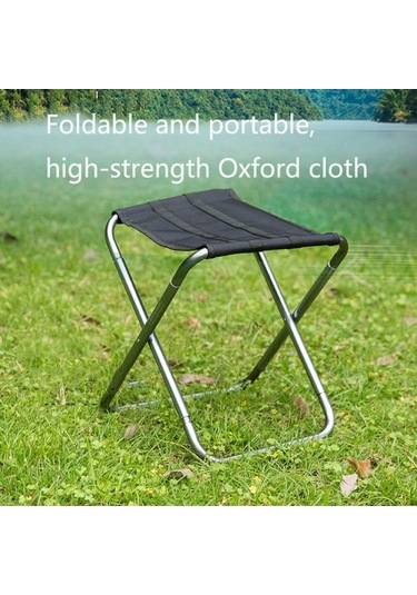 Novahub Açık Mekan Kamp Sandalyesi 7075 Alüminyum Balıkçı Barbekü Dışkısı, 24.5x22.5x27cm, Gümüş Gri Mavi Desen Mavi