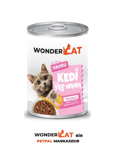 Wondercat Tavuklu Yavru Kedi Konservesi 400gr X 12 Adet
