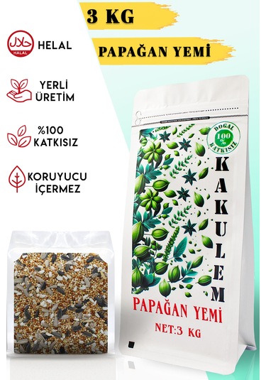 Kakulem Sertifikalı Premium Sultan Cennet Papağan Yemi 3 Kg