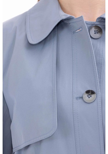 Galaxi Kadın Büyük Beden Kemerli Sport Trençkot 1002 Mavi