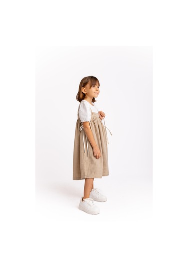 Müslin Tişörtlü Elbise Takım Vizon Vizon