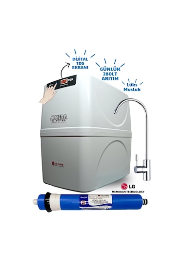 Premium 12 Lt Su Arıtma Cihazı Antibakteriyel Çelik Tank Lüks Musluk En Az Atık Kolay Kurulum