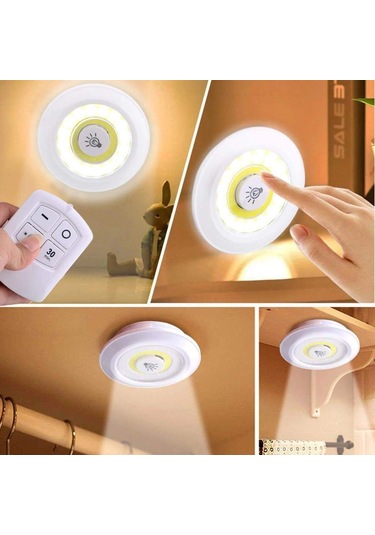 Uzaktan Kumandalı Yapışkanlı Led Spot Lamba 5365 Çok Renkli