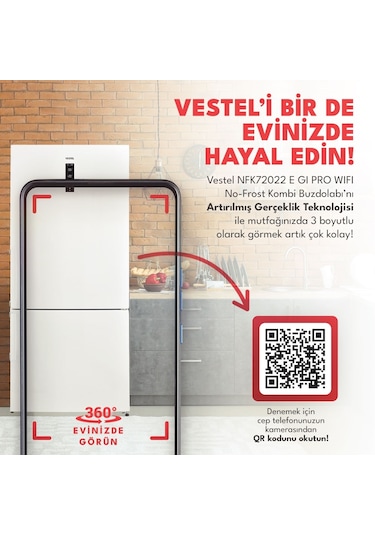 Vestel NFK72022 E GI PRO WIFI 650 LT No-Frost Kombi Tipi Buzdolabı