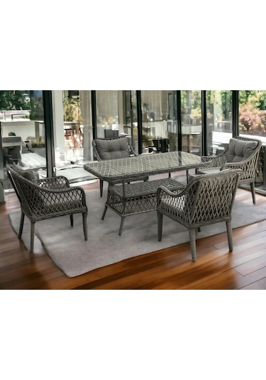 Tu Tienda Medya 4 Sandalyeli Bahçe Balkon Mutfak Masa Takımı,gri Gri 808080