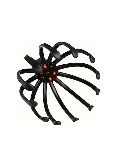 Elmpaly Siyah 3 Seviye Titreşimli Elektrikli Ahtapot Kafa Masajı Cihazı Led Kırmızı Işık Usb Şarj siyah