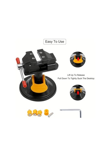 Xuweiwei Siyah 360 Dönebilir Mini Masa Mengenesi Emme Tabanlı Ayarlanabilir Çeneli