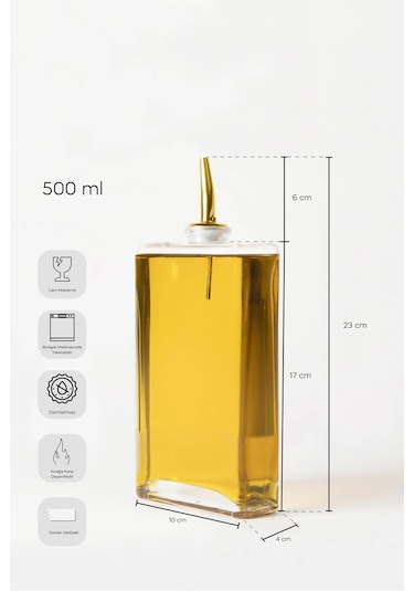 Molivet 500ml Silver Kapak Cam Yağdanlık-sosluk-sirkelik