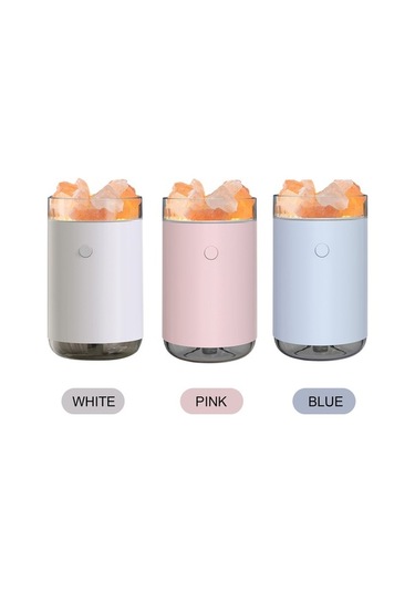 Novahub 260ml Renkli Usb Nemlendirici & Tuz Lambası - 8 Saat Çalışma, Mavi Led, Beyaz/pembe