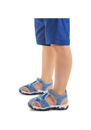 Kiko Kids Erkek Bebek Sandalet Arz 2399 Kot Mavi