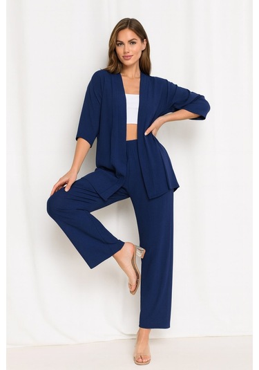 Bürümcük Kumaş Kimono Hırka Alt-üst Takım M-6xl Lacivert