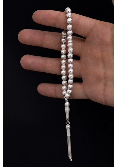 Gümüş Tespih Çizgili Küre Küçük Boy 16,5gr