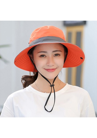 Uv Işınlarına Karşı Koruyucu Geniş Kenarlı Güneş Şapkası - Hafif Ve Konforlu Yaz Aksesuarı Turuncu