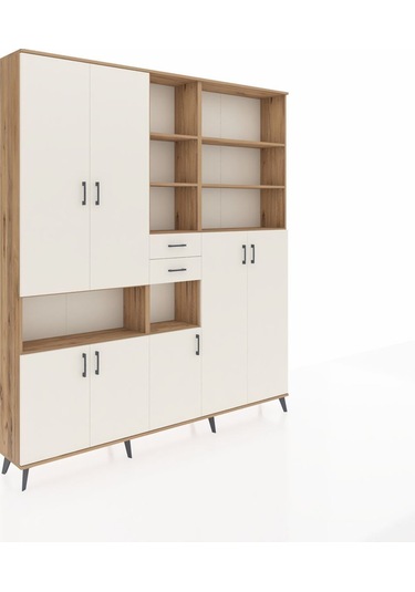 Arges Dolap 17 Raflı 2 Çekmeceli 7 Kapaklı 220x30x243 Çam-aytaşı/aytaşı Aytası/aytası