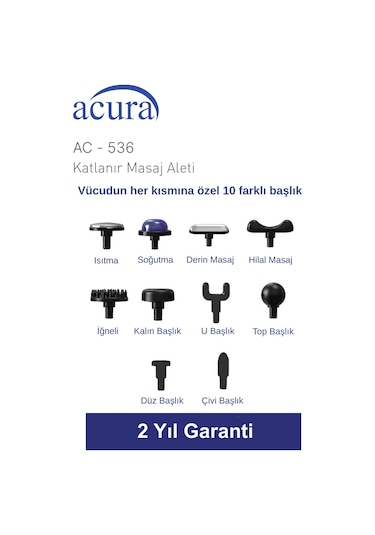 Acura Ac-536 Isıtmalı & Soğutmalı Profesyonel Katlanır Masaj Aleti Siyah