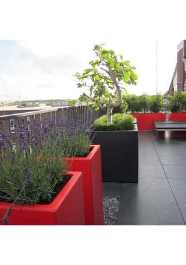 Mofiba Fiberglass Saksı Kare 30cm 30cm 30h Cm Siyah