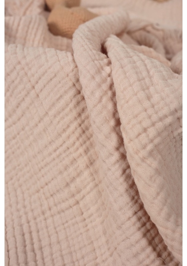 Müslin Püsküllü 4 Katlı Müslin Battaniye 90x120 Cm - Ze4katlı Ekru
