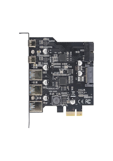 Xindoker Masaüstü Bilgisayarlar İçin Pcıe'den Usb 3.2'ye Genişletme Kartı - 5 Port 3x Usb-a, 2x Usb-c - 20 Gbps Transfer Hızı - Windows Ve Linux Desteği