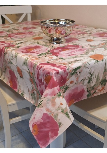 Elyaflı Pvc Muşamba - Desenli Silinebilir Masa Örtüsü Kahverenği Mrl100 Pembe