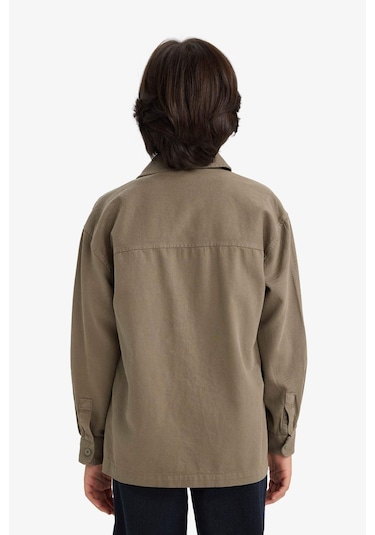 Defacto Erkek Çocuk Oversize Geniş Kalıp Polo Yaka Uzun Kollu Gömlek G3621a825aukh401 Haki-kh401