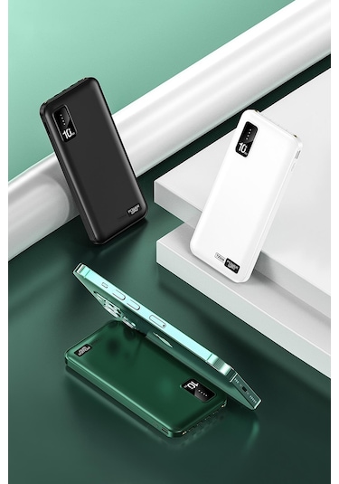 Powerway TX109 10.000 mAh Kablolu Dijital Göstergeli Dahili Stand Powerbank Siyah