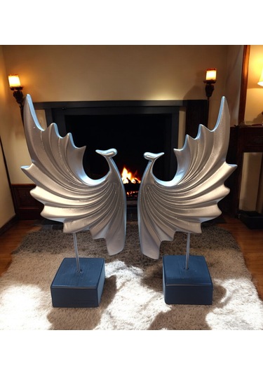 18cm -35cm Ebatlarında Kırılmaz Beyaz 2li Tavus Kuşu Biblosu