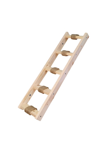 Doğal ahşap duvara monte kedi merdiveni sağ sol uyumlu 60cm