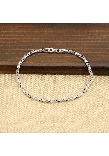 925 Ayar Gümüş Erkek Kral Zincir Bileklik 21 Cm N11.1480