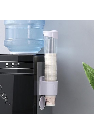 Siyah Kağıt Bardak Dağıtıcı Duvara Montaj Çekme Tipi Toz Geçirmez Kapak Tek Kullanımlık Plastik Su Bardağı Depolama Tutucu