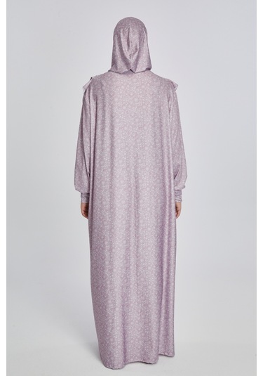 Pratik Tek Parça Çiçek Desenli Namaz Elbisesi Pembe