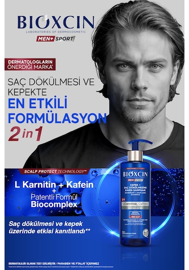 Bioxcin Men Sport Kepek Ve Saç Dökülmesine Karşı Şampuan 500 ml - Dökülme, Pullanma, Kaşıntı, Kepek Önleyici