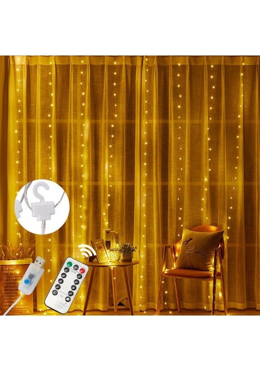 Peri Telli Led Perde Led Işık Kumandalı 300 Ledli 3X3 Metre Usbli Çok Renkli