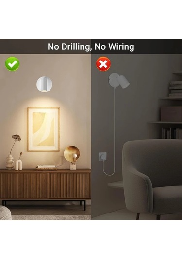 Willowhaven Beyaz 360 Derece Dönen Usb Şarjlı Dokunmatik Led Yatak Başı Lambası Beyaz