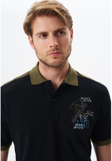 Arma Erkek Regular Fit Baskılı % 100 Pamuk Pike Polo Yaka Tişört Y29374356002 Siyah