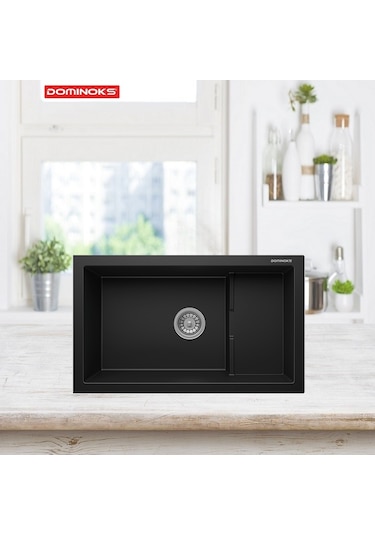 Dominoks Oka77 Siyah 46 x 77 CM Tezgah Altı Granit Evye