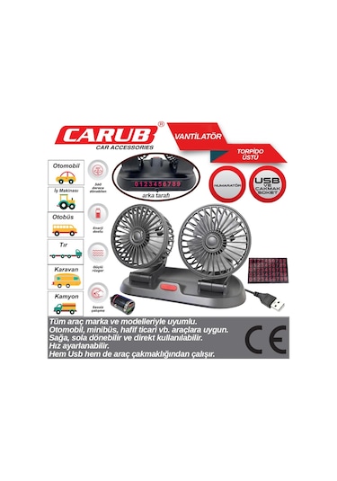 Carub Usb Çakmaklı İkili Vantilatör -