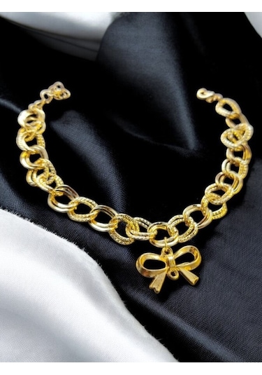 Zirkon Taşlı Kalın Bayan Çelik Bileklik St001 Gold