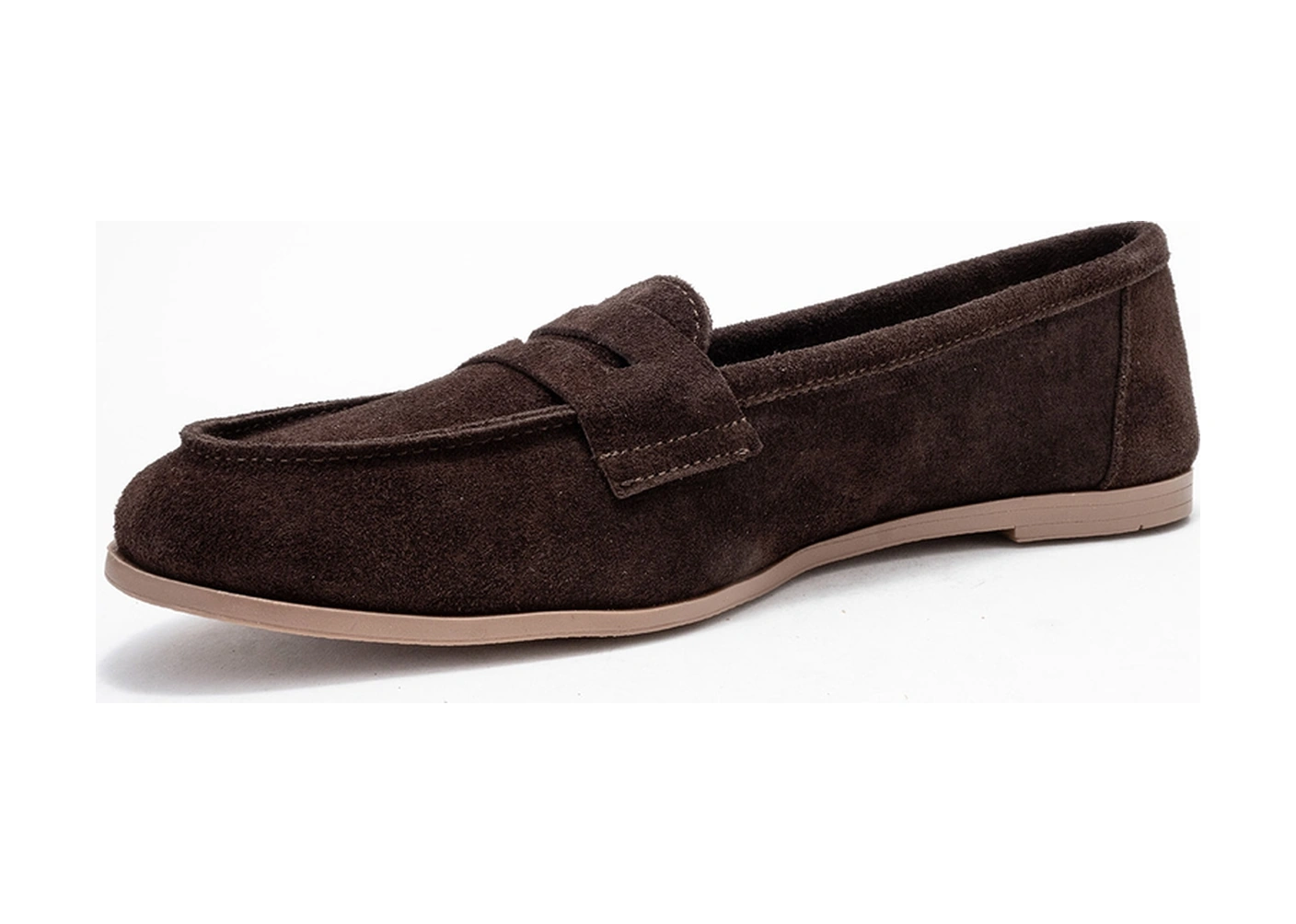 F02 Koyu Kahverengi Süet Hakiki Deri Kadın Loafer Ayakkabı Koyu Kahverengi