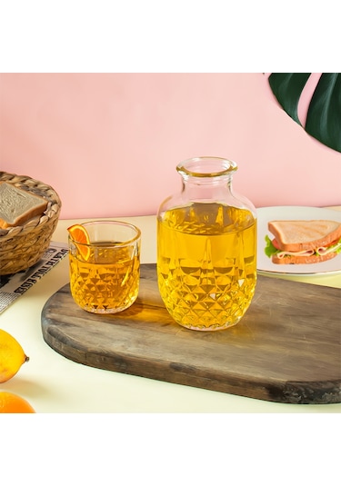 Porsima 003 Başucu Sürahisi Bardaklı Sürahi 550+150 Ml Sürahi Seti Cam Sürahi