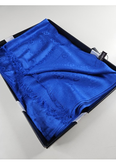 Miorel Scarfs G Desen Çift Taraflı Kaşmir İpek Şal 4 Mevsim Soft Pamuklu Şal Saks Mavi
