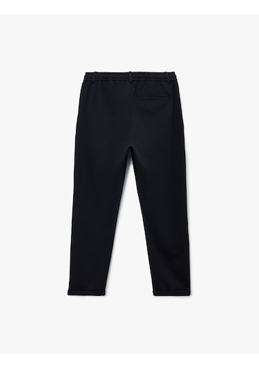 Koton Beli Bağcıklı Düğmeli Pike Kumaş Cep Detaylı Duble Paça Slim Fit Pantolon Lacivert 6wam40012hk Lacivert