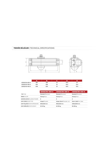 Kale Kapı Hidroliği No : 4 40 - 65 Kg Kd-002/50-440