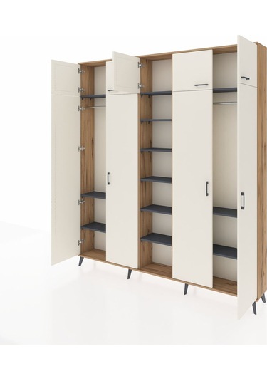 Arges Dolap 12 Raflı 9 Kapaklı 2 Askılı 220x30x243 Çam-aytaşı/antrasit Aytası/antrasıt