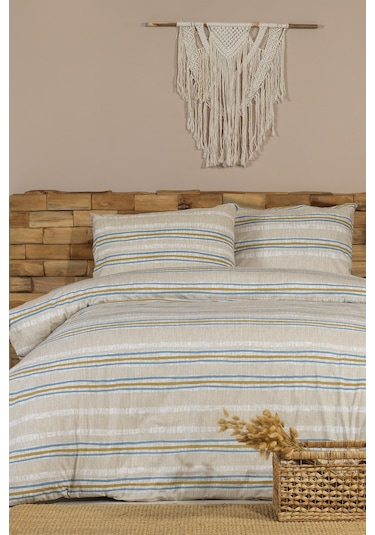 Elart Wilda Nevresim Takımı Tek Kişilik Lastikli Çarşaf 160x220 Cm Bej Bej