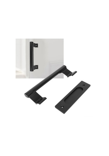 Tenfowee Alüminyum Çift Taraflı Kayar Barn Kapı Kolu - 6mm Kalın, Delme Yok, Siyah, Ev/balkon/depo Uygun Diğer
