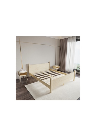 Melodi Model Doğal Çam Ahşap Karyola-121 180 x 200 CM