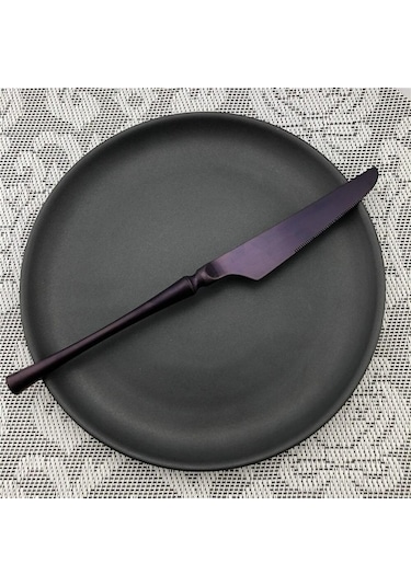 Agoodshop Çok Renkli Yeni Paslanmaz Çelik Mor Çatal Bıçak Kaşık Seti Mat Parlatma Siyah Yemek Takımı Seti Sofra Yemek Bıçağı Çatal Çorba Çok Renkli Çok Renkli