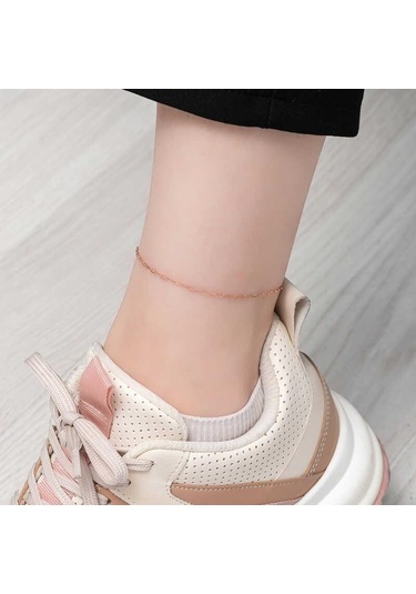 Gümüş Rose Zincir Desenli Halhal-204744 Çok Renkli