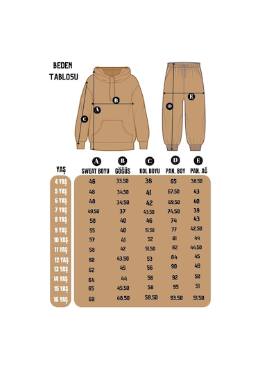 Fyk Kids 3'lü Kız Çocuk Kanguru Cepli Baskı Detaylı Eşofman Takımı Çok Renkli